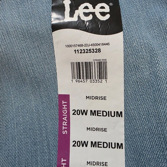 Lee Relaxed Fit High Rise Straight Leg Jeans Womens 20W Medium, 22WM, 26WM Blue - Picture 7 of 11
